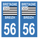 Autocollant Plaque d'immatriculation Voiture Département 56 Breizh