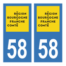 Autocollant Plaque d'immatriculation Voiture Département 58