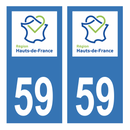 Autocollant Plaque d'immatriculation Voiture Département 59