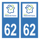 Autocollant Plaque d'immatriculation Voiture Département 62 Noir