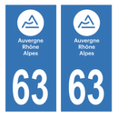 Autocollant Plaque d'immatriculation Voiture Département 63