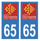 Autocollant Plaque d'immatriculation Voiture Département 65