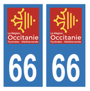 Autocollant Plaque d'immatriculation Voiture Département 66 Noir