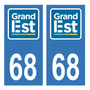 Autocollant Plaque d'immatriculation Voiture Département 68 Noir