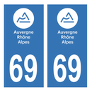 Autocollant Plaque d'immatriculation Voiture Département 69