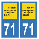 Autocollant Plaque d'immatriculation Voiture Département 71 Noir