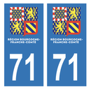 Autocollant Plaque d'immatriculation Voiture Département 71 Nouveau Modèle