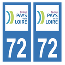 Autocollant Plaque d'immatriculation Voiture Département 72