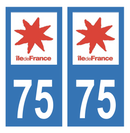 Autocollant Plaque d'immatriculation Voiture Département 75