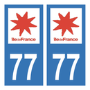 Autocollant Plaque d'immatriculation Voiture Département 77 Noir