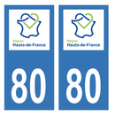 Autocollant Plaque d'immatriculation Voiture Département 80