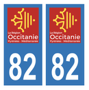 Autocollant Plaque d'immatriculation Voiture Département 82
