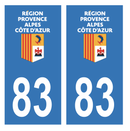 Autocollant Plaque d'immatriculation Voiture Département 83 Noir