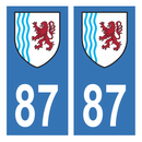 Autocollant Plaque d'immatriculation Voiture Département 87
