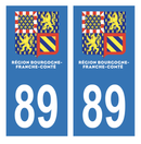 Autocollant Plaque d'immatriculation Voiture Département 89 Nouveau Modèle