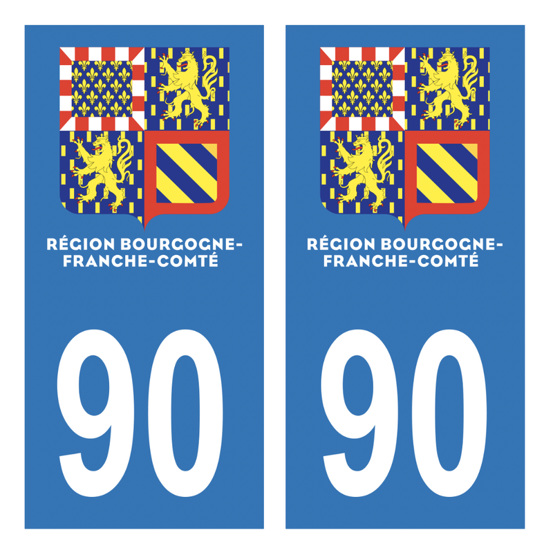 Autocollants Plaque d'immatriculation département 90 Territoire-de-Belfort