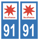 Autocollant Plaque d'immatriculation Voiture Département 91 Noir