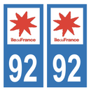 Autocollant Plaque d'immatriculation Voiture Département 92