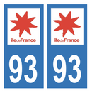 Autocollant Plaque d'immatriculation Voiture Département 93 Noir