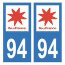 Autocollant Plaque d'immatriculation Voiture Département 94 Noir