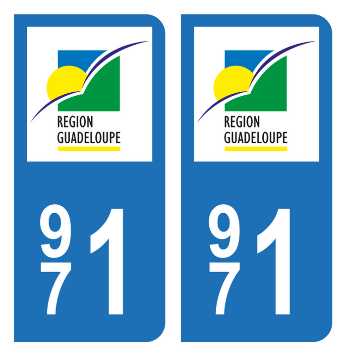 2 Autocollants Plaque Immatriculation Auto 974 Réunion - Tourisme