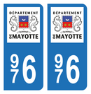 Autocollant Plaque d'immatriculation 976 Mayotte Noir