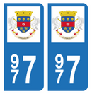 Autocollant Plaque d'immatriculation 977 Saint-Barthélemy