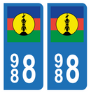 Autocollant Plaque d'immatriculation 988 Nouvelle-Calédonie