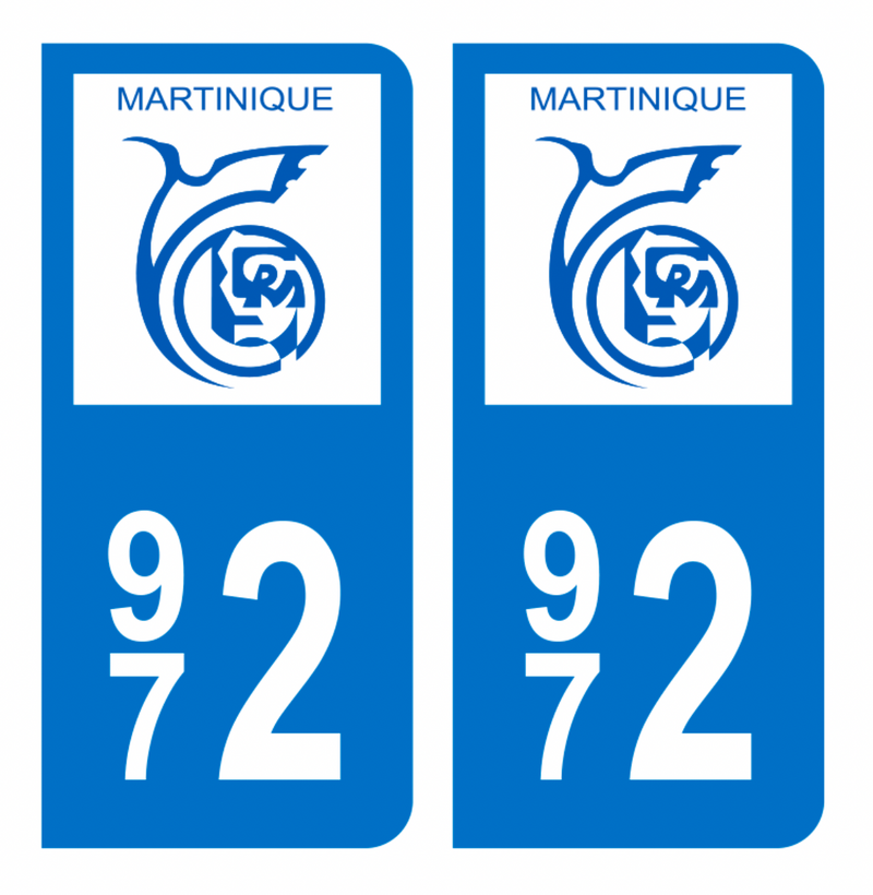 Autocollant Plaque d'immatriculation 972 Martinique