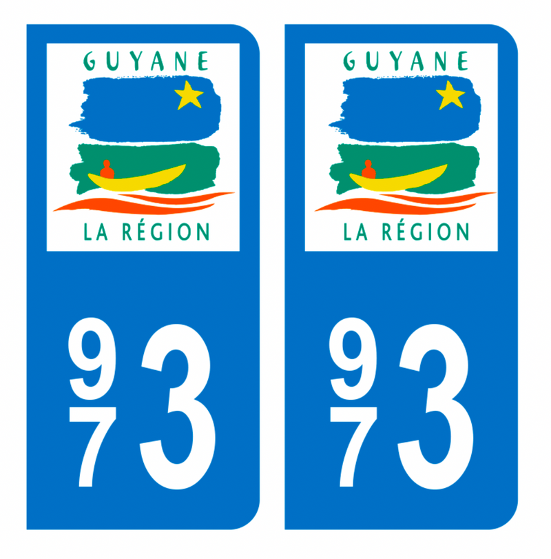 Autocollant plaque d'immatriculation 973 Guyane Noir
