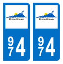 Autocollant plaque d'immatriculation 974 La Réunion Noir