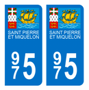 Autocollant plaque d'immatriculation 975 Saint Pierre et Miquelon Noir