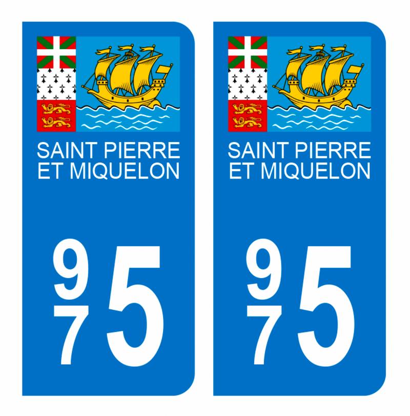 Autocollant Plaque d'immatriculation 975 Saint Pierre et Miquelon