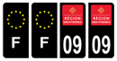 Lot 4 Autocollants Plaque d'immatriculation Voiture Ancienne Région 09