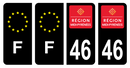 Lot 4 Autocollants Plaque d'immatriculation Voiture Ancienne Région 46