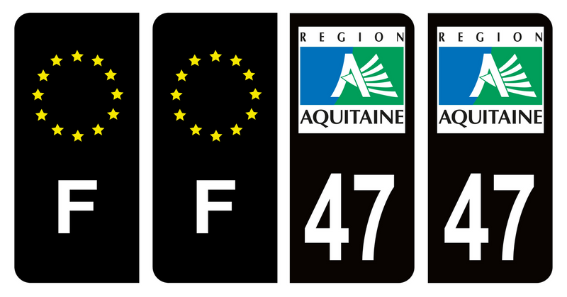 Lot 4 Autocollants Plaque d'immatriculation Voiture Ancienne Région 47