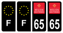 Lot 4 Autocollants Plaque d'immatriculation Voiture Ancienne Région 65