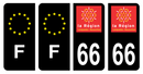 Lot 4 Autocollants Plaque d'immatriculation Voiture Ancienne Région 66 Noir