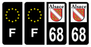 Lot 4 Autocollants Plaque d'immatriculation Voiture Ancienne Région 68 Noir