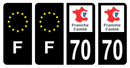 Lot 4 Autocollants Plaque d'immatriculation Voiture Ancienne Région 70