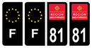 Lot 4 Autocollants Plaque d'immatriculation Voiture Ancienne Région 81