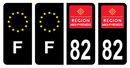 Lot 4 Autocollants Plaque d'immatriculation Voiture Ancienne Région 82