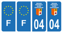 Lot 4 Autocollants Plaque d'immatriculation Voiture Département 04