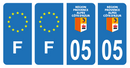Lot 4 Autocollants Plaque d'immatriculation Voiture Département 05 Noir