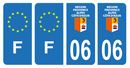 Lot 4 Autocollants Plaque d'immatriculation Voiture Département 06