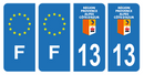 Lot 4 Autocollants Plaque d'immatriculation Voiture Département 13