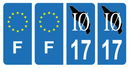 Lot 4 Autocollants Plaque d'immatriculation Voiture 17 Ile d’Oléron