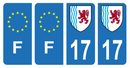 Lot 4 Autocollants Plaque d'immatriculation Voiture Département 17