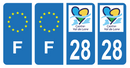 Lot 4 Autocollants Plaque d'immatriculation Voiture Département 28