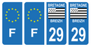 Lot 4 Autocollants Plaque d'immatriculation Voiture Département 29 Breizh